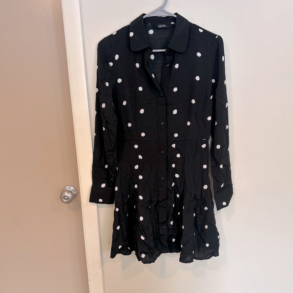 & Other Stories Black Long Sleeve Shirt Dress